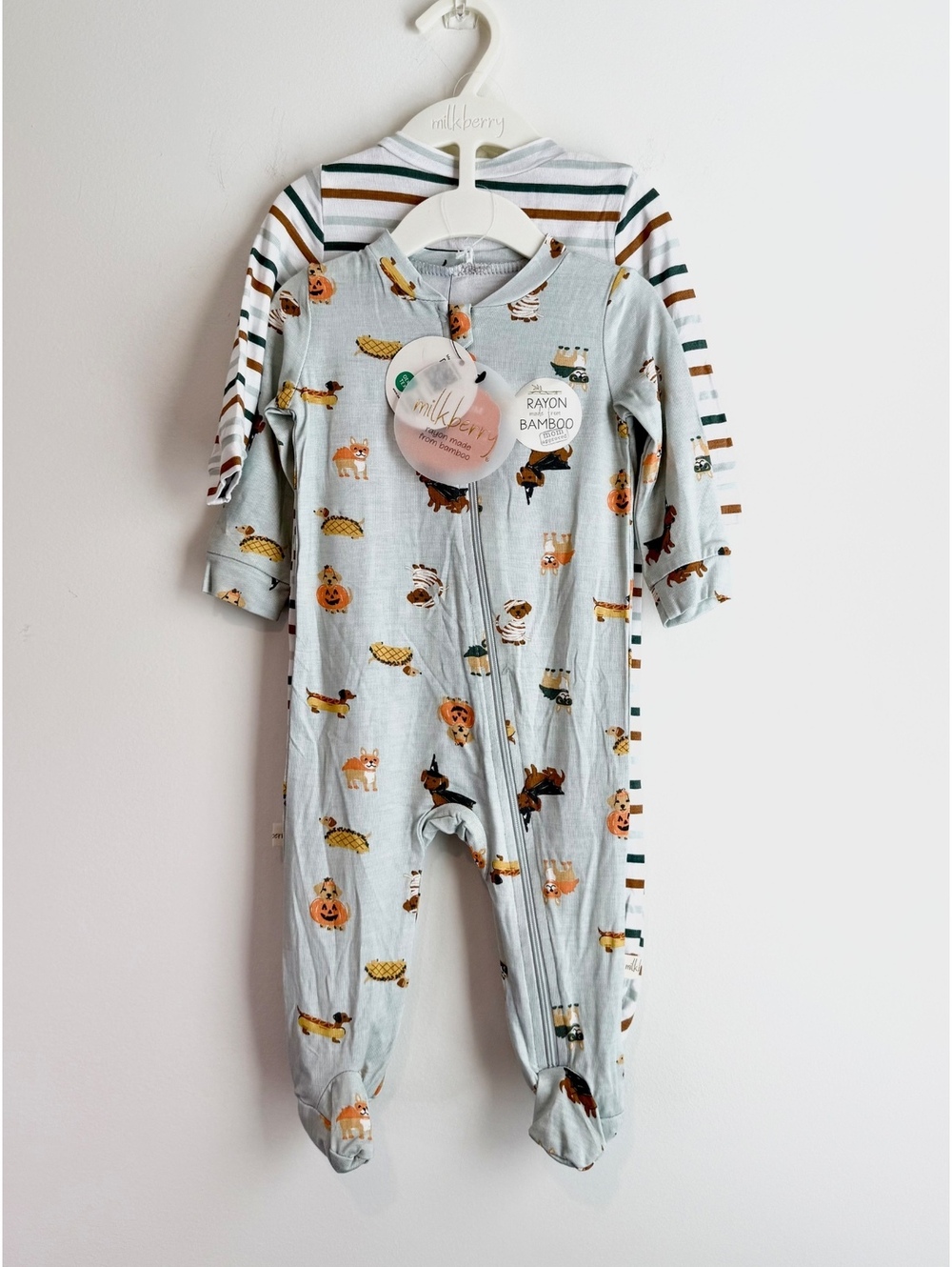 Milkberry Baby Footed Pajamas 0-3M 2-Pack Rayon Bamboo Sleepers